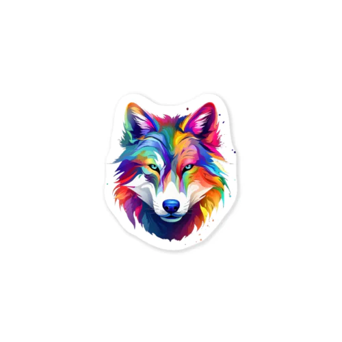 カラフルなおおかみ Sticker