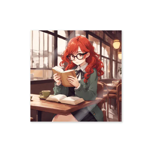 赤毛の読書メガネさん Sticker