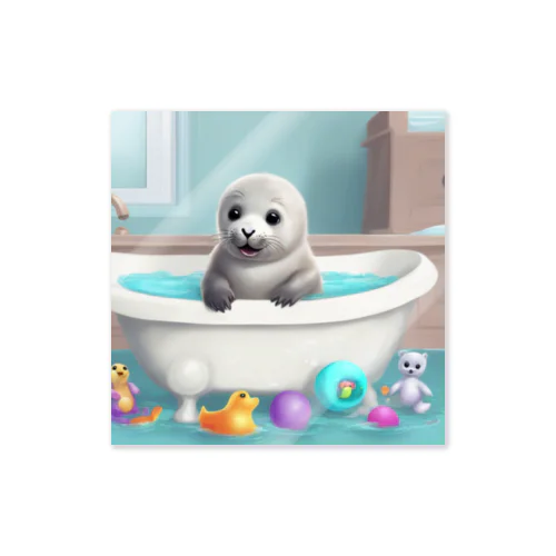 お風呂場のゴマアザラシの赤ちゃん Sticker