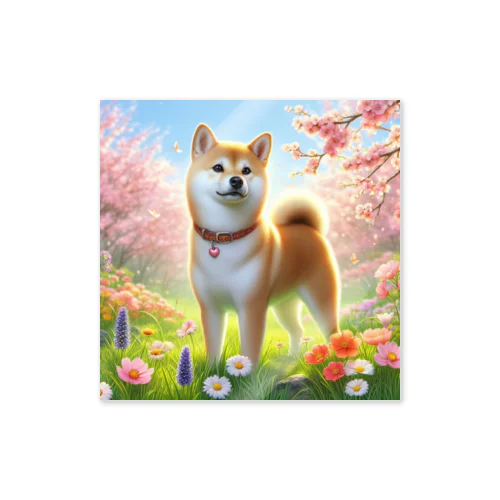 春の柴犬の冒険 Sticker