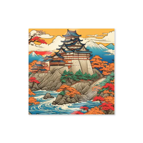 日本の風景、お城　Japanese castle Sticker