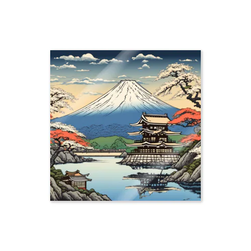 日本の風景、サムライの城　SAMURAI lived Japanese castle Sticker