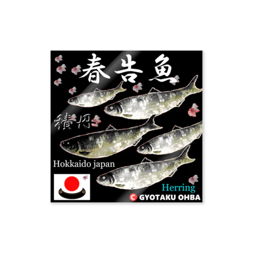 春告魚　積丹（鰊；ニシン；Hokkaido japan）あらゆる生命たちへ感謝をささげます。 Sticker