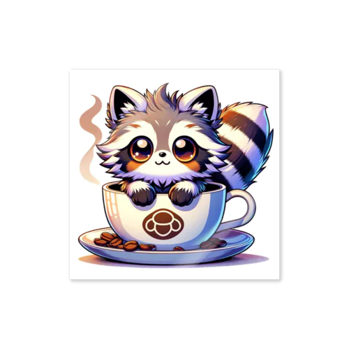 にゃんコーヒー タヌキ猫 Sticker