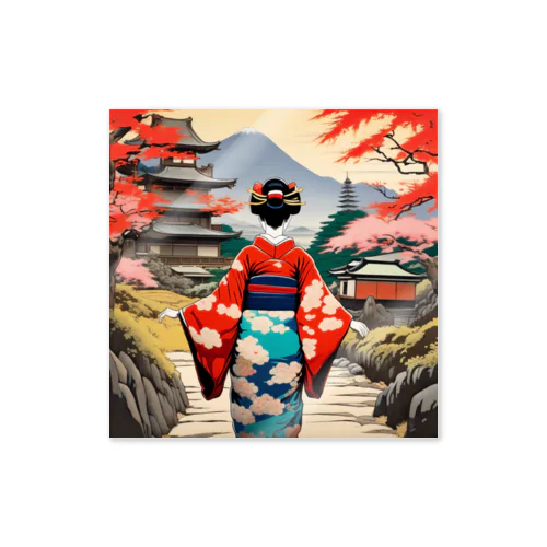 日本の風景：舞妓さん、Jpanese senery MAIKO Sticker