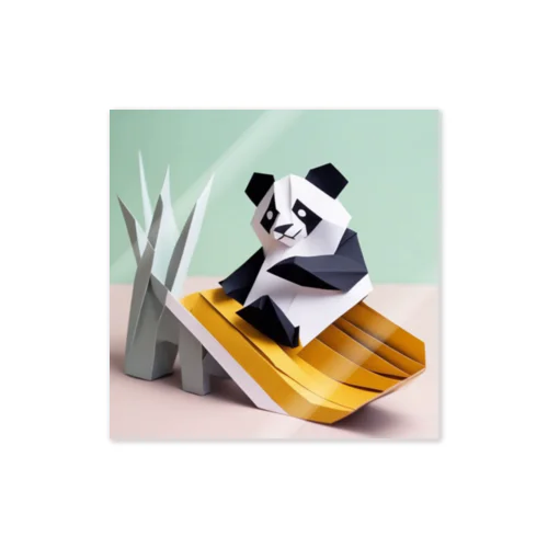 滑り台で遊ぶ折り紙パンダ Sticker