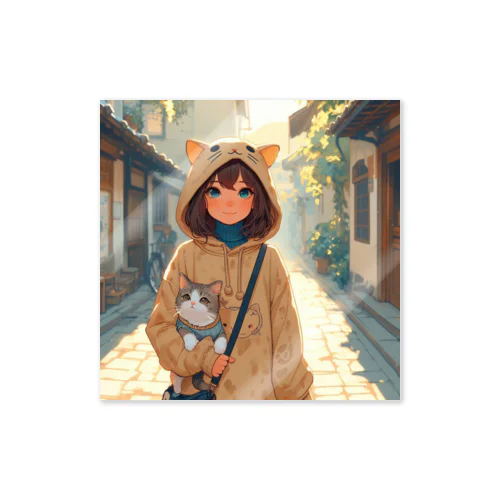 猫パーカーの女の子(15) Sticker