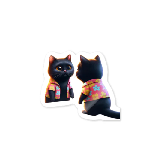 向かい合う【猫】 Sticker