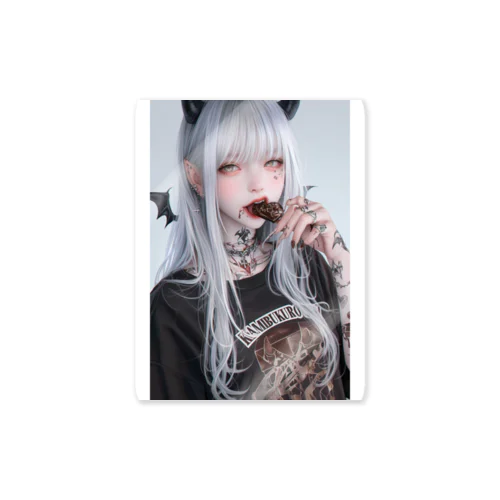 チョコを咥える悪魔美女 Sticker