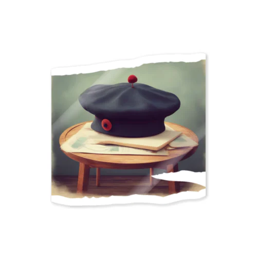 【アート】レトロかわいいベレー帽💗 Sticker