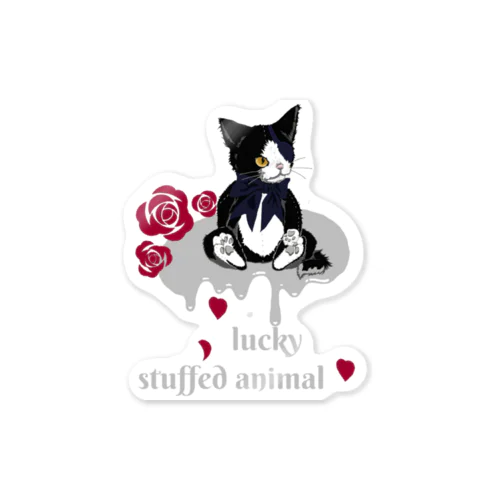 lucky stuffed animal 猫 ステッカー