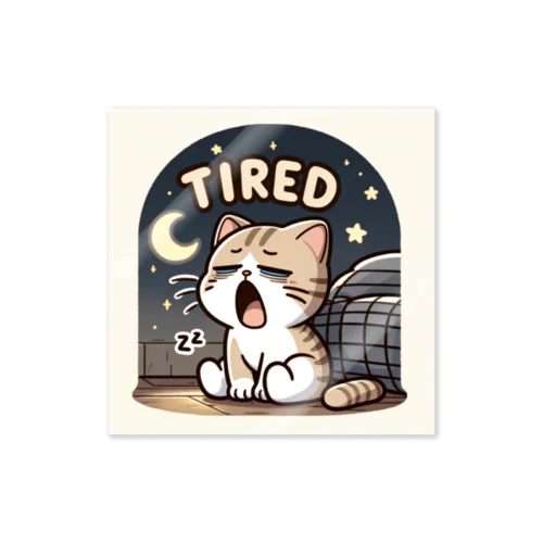 Tired cat7 Sticker