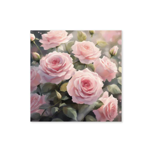 ペールピンクのバラの花束 Sticker
