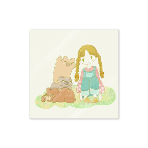 クマとおんなのこ Sticker