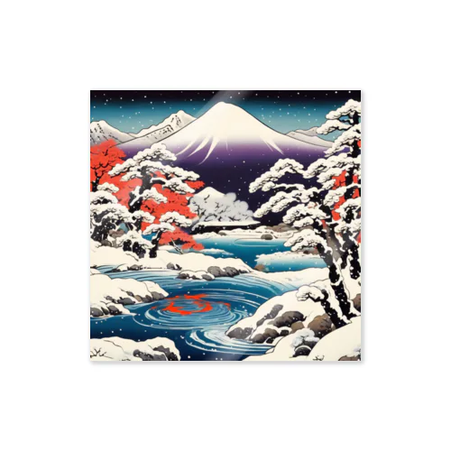日本の風景:雪景色、Japanese senery:snow scene ステッカー