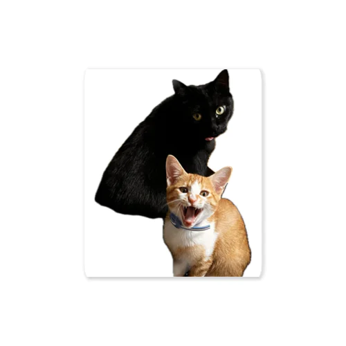 黒猫と子猫 ステッカー