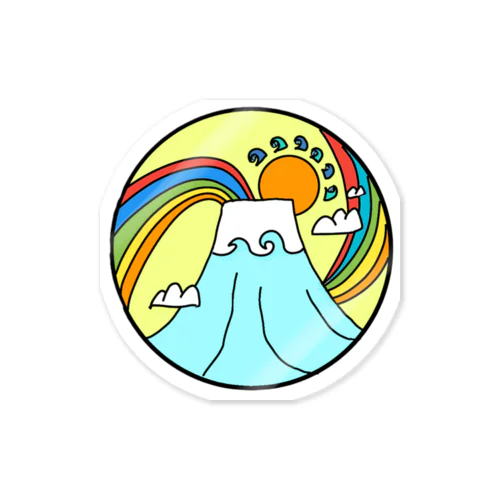 japan mount Fuji rainbow Sticker