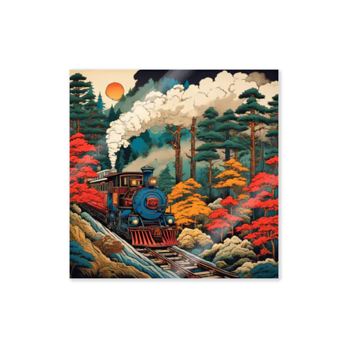 日本の風景:SL 蒸気機関車、Japanese senery:SL Steam locomotive Sticker