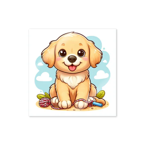 子犬の冒険☆ウキウキ子犬のゴールデンレトリーバー Sticker