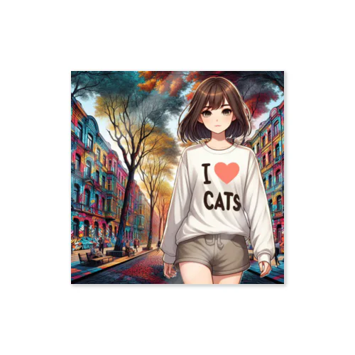 猫好き女子、散歩中♪(12) Sticker