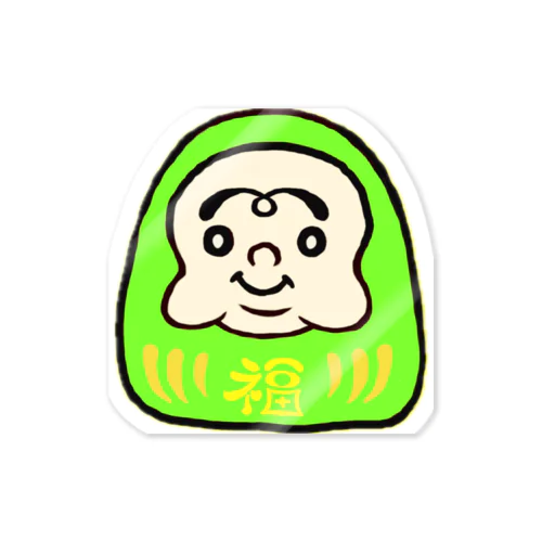 福だるま【緑色】無病息災・精神安定 Sticker