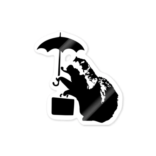 Umbrella Tanuki Sticker