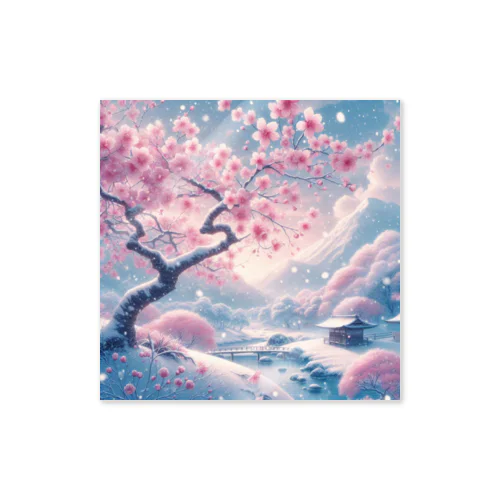 桜と雪 Sticker