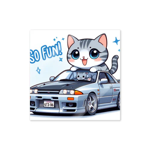 GT-Rと猫の夢のコラボ！ Sticker