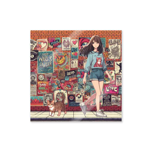 猫好き女子、散歩中♪(20) Sticker