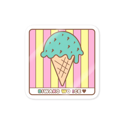 「BIWAKO WO ICE♥」ステッカー Sticker