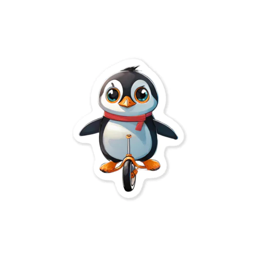 ペンギンが一輪車に乗る！ Sticker
