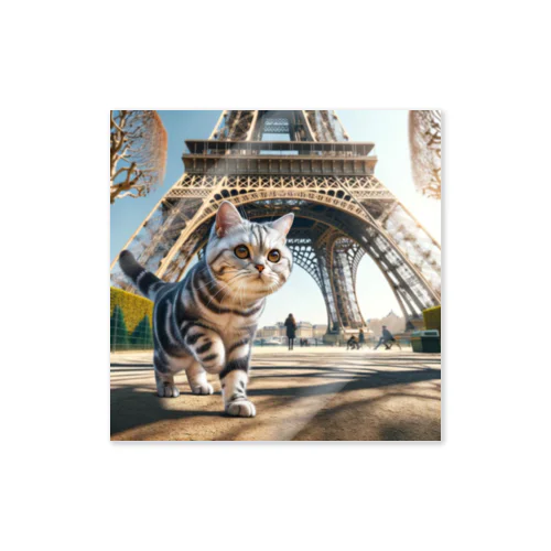 猫のパリ散歩 Sticker