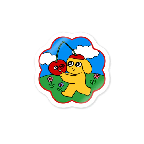 わんことさくらんぼちゃん Sticker