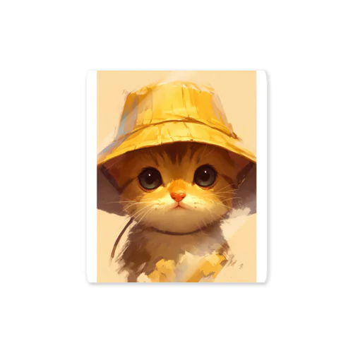 帽子をかぶった可愛い子猫 Marsa ステッカー