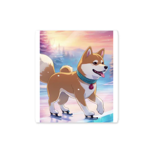 アイススケートする柴犬 Sticker