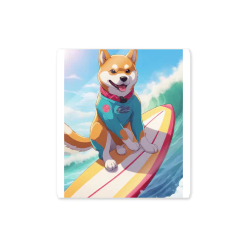 サーフィンする柴犬 Sticker