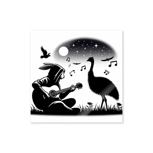 ウサギ　ギター　エミュー Sticker