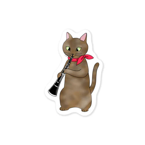 クラリネットを吹く猫 Sticker
