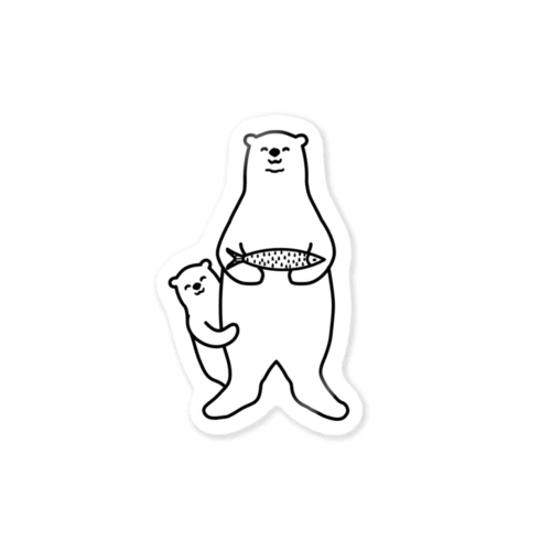 シロクマさん親子とおさかな Sticker