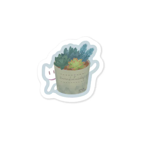 しろねこ・多肉植物 Sticker