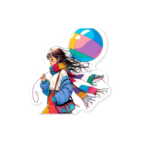 80'sバルーン少女② Sticker