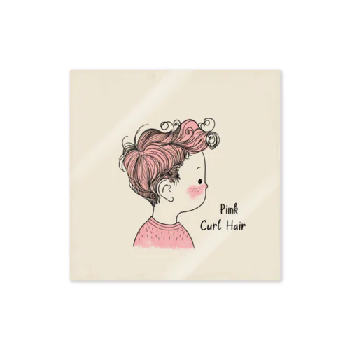 Pink Curl Hair Sticker