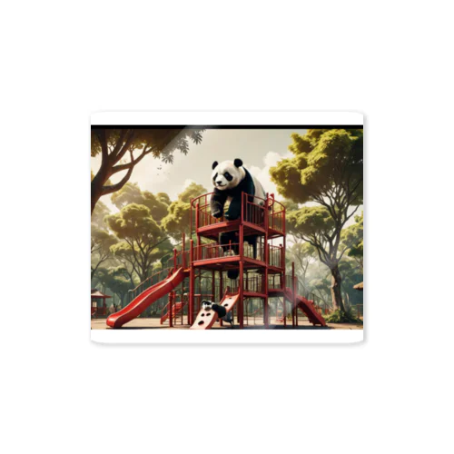 ジャングルジムに乗るパンダのアイテム Sticker