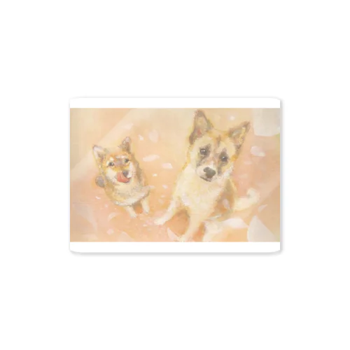 桜を見上げる犬 Sticker