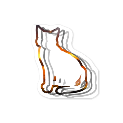 おすわり枠ねこ_赤 Sticker