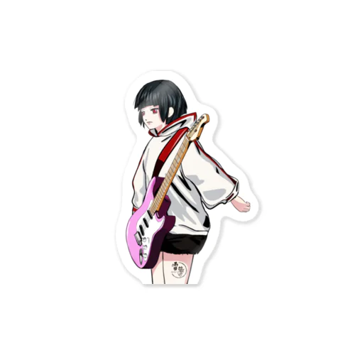 ピンクギター女子イラスト Sticker