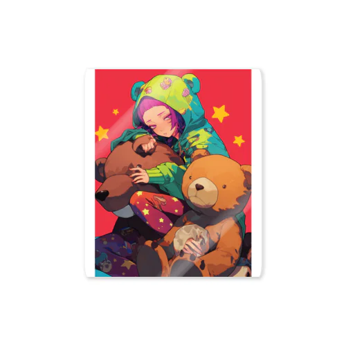 熊と仲良し　ラフルール　1859 Sticker