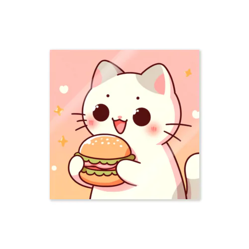 ハンバーガー好きな猫ちゃん Sticker