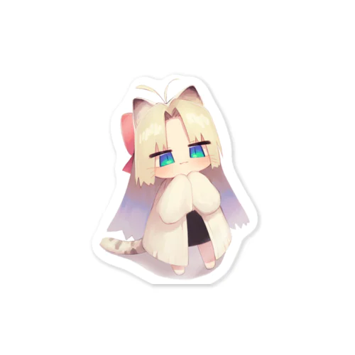 白い猫耳ちゃん Sticker