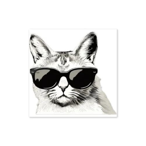 Monochrome Cat Shades ステッカー